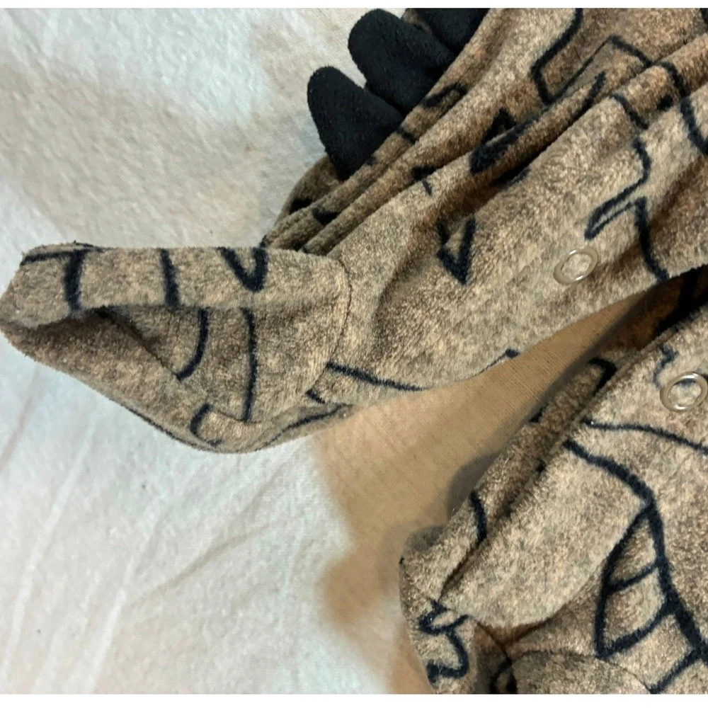 Carter's Kids Dinosaur Footed Sleeper Size 3M Brown Fleece Snap Front A91